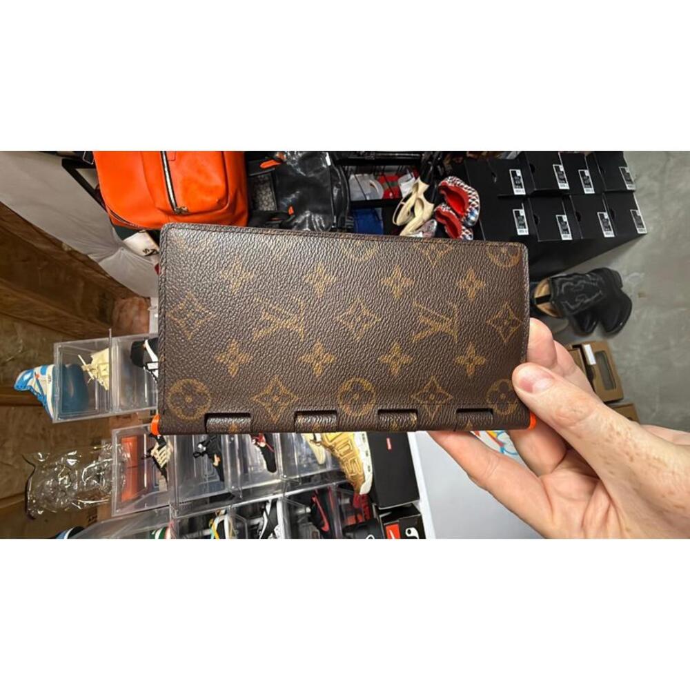 Louis Vuitton Virgil Hinge Brazza Wallet Monogram Solar Ray Orange Brown